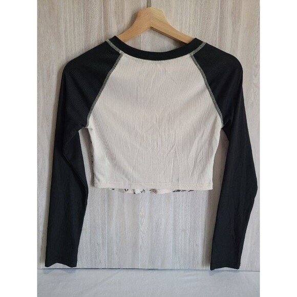 Romwe Skull Graphic Cropped Long Sleeve Top Size S Gothic Punk Style - Picture 2 of 7